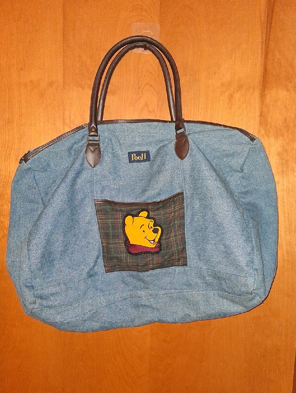 Vintage Winnie the Pooh Denim Jean Duffel Weekend Overnight Bag